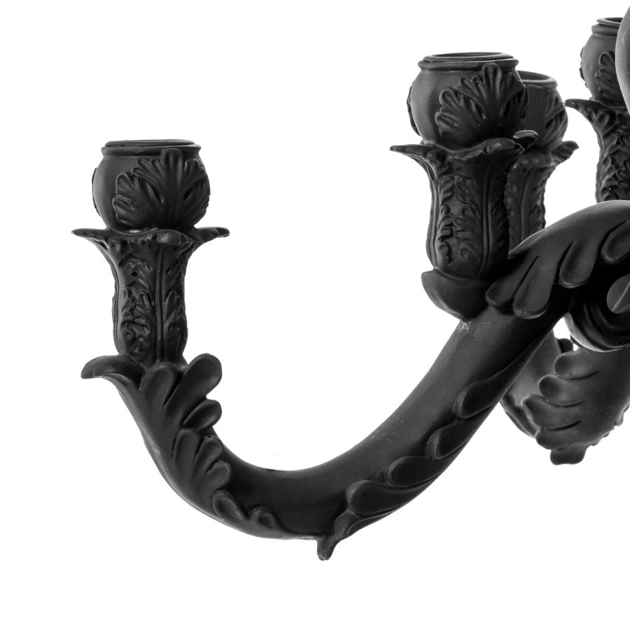 5 arms Polyresin candle holder Giant Burlesque Skull by Seletti #Black