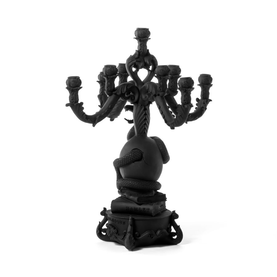 5 arms Polyresin candle holder Giant Burlesque Skull by Seletti #Black