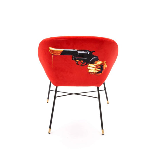 Fabric Fully Upholseted Padded Chair Revolver by Seletti