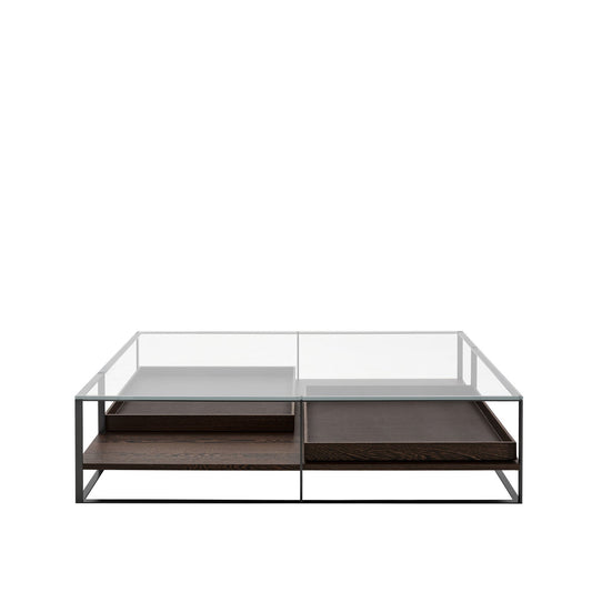 LITHOS - Rectangular Low table with 2 extractable trays