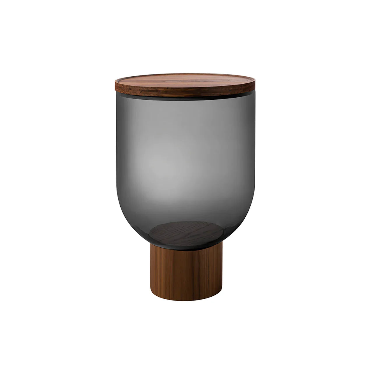 Mastea - Round Murano Glass Coffee Table by Miniforms #Canaletto Walnut/Smoked Gray Blown Glass
