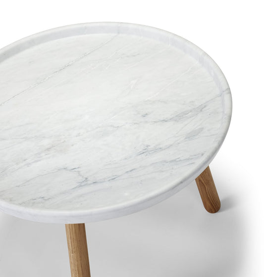 Tureen table, 52 cm, oak - white marble