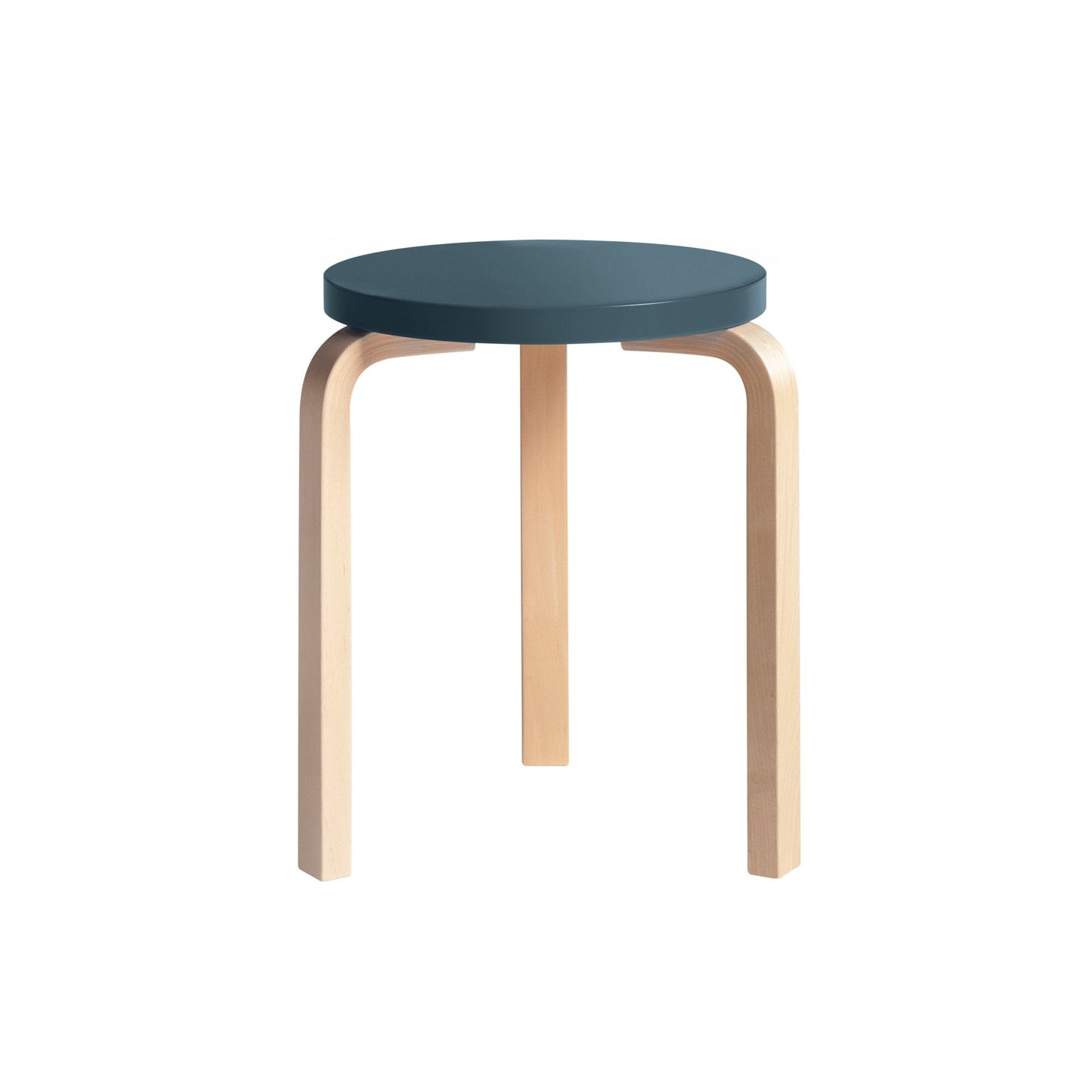 Artek Stool 60 — birch/blue lacquered