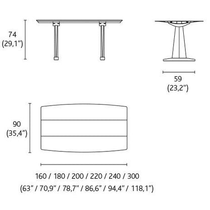 TABLE B 90 - Rectangular Wooden trestle table