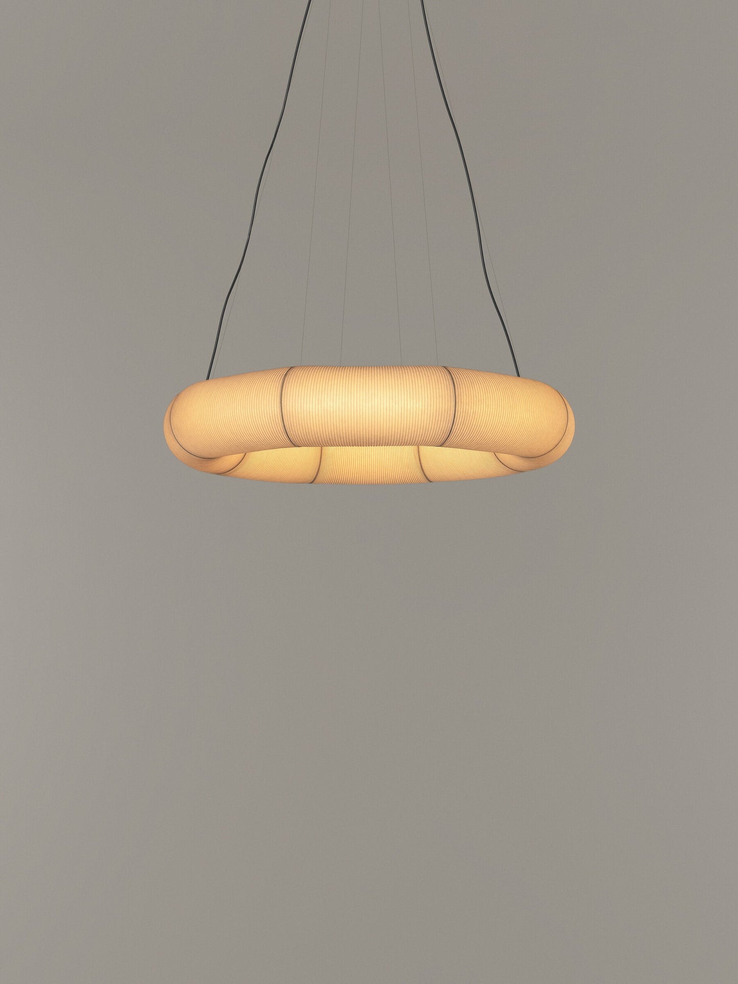 Tekiò Circular - LED dimmable japanese paper pendant lamp by Santa & Cole