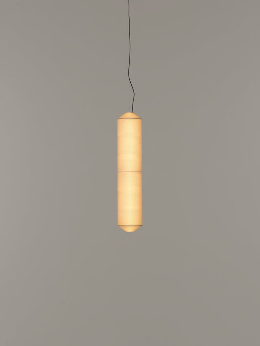 Tekiò Vertical - LED dimmable japanese paper pendant lamp by Santa & Cole