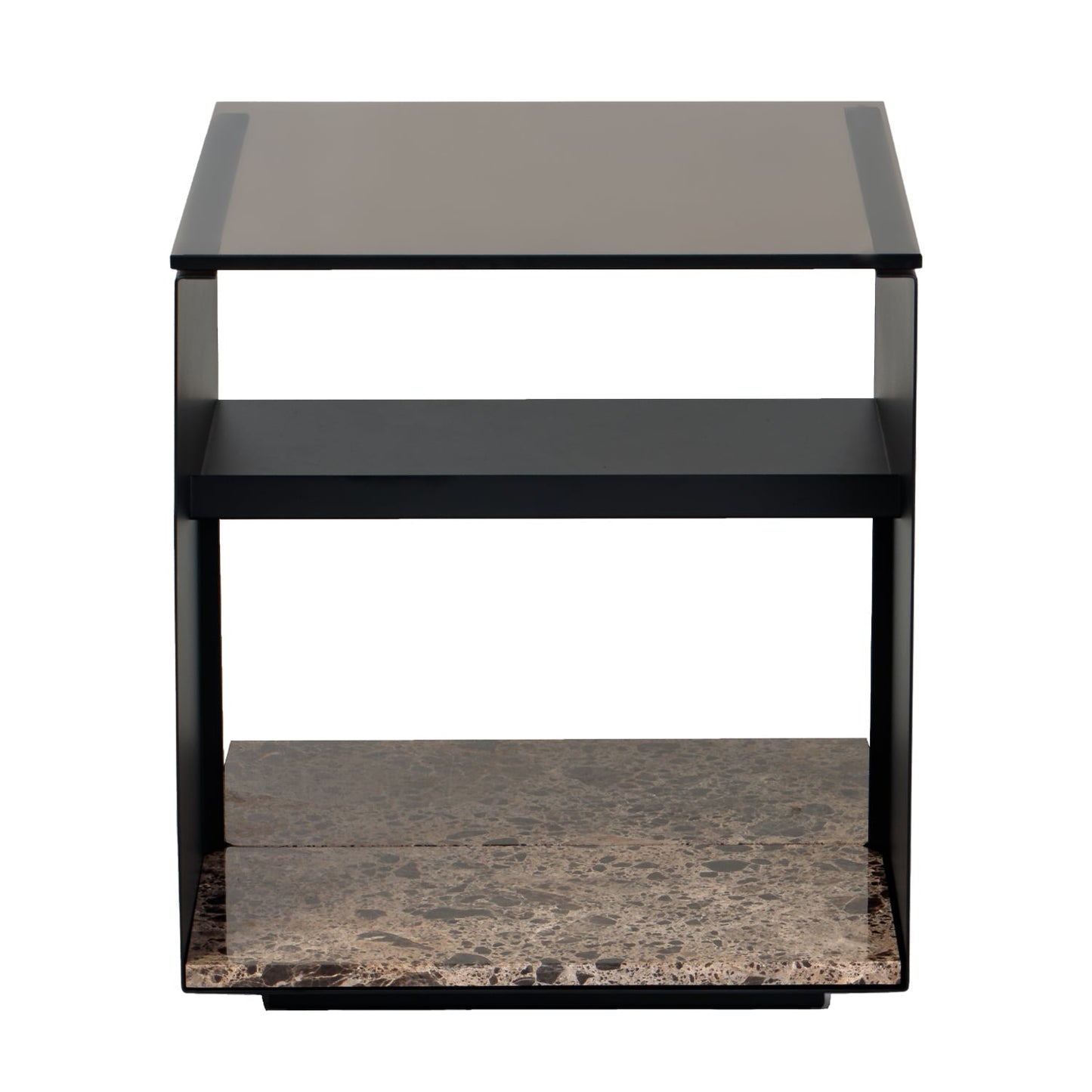 Expose side table, small, brown glass - Emperador marble