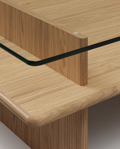 Parallel coffee table, 90 x 90 cm, white lacquered oak