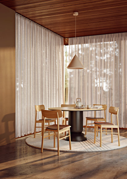 Ludo dining table, 130 cm, black - white pigmented lacquered oak