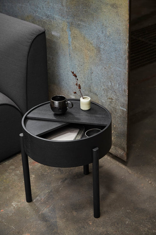 Arc side table, black painted ash