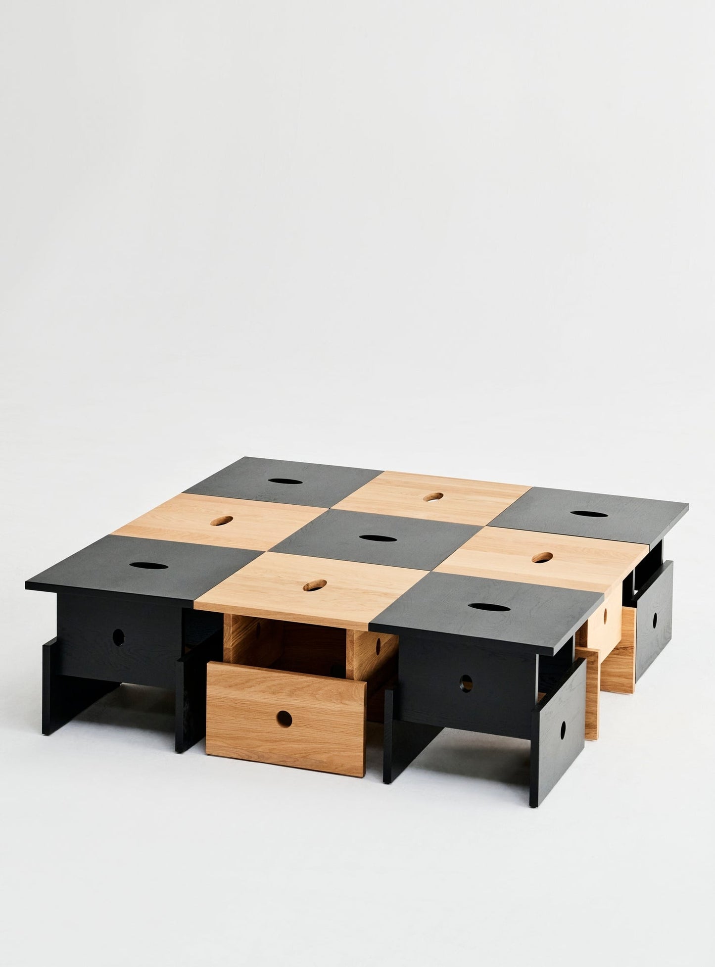 Wood Box coffee table, black lacquered oak