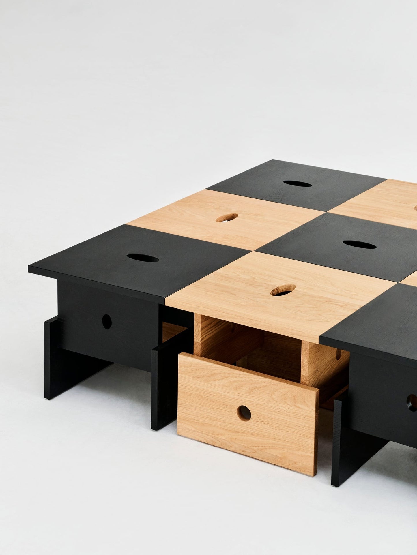 Wood Box coffee table, black lacquered oak
