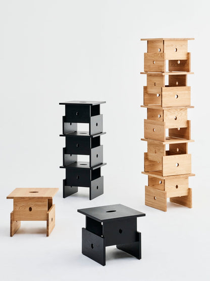 Wood Box coffee table, black lacquered oak