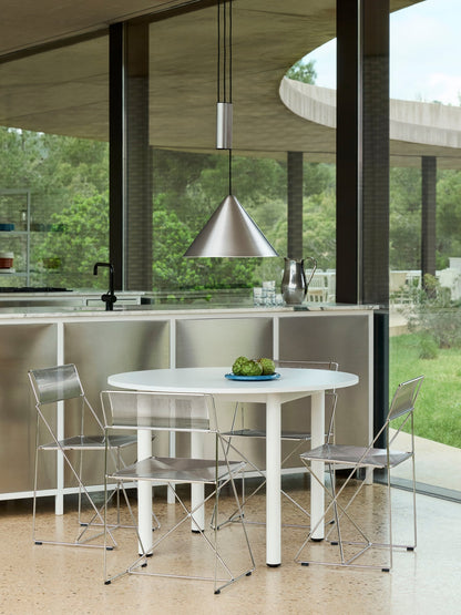 Annex table round, 110 cm, cream white - white laminate