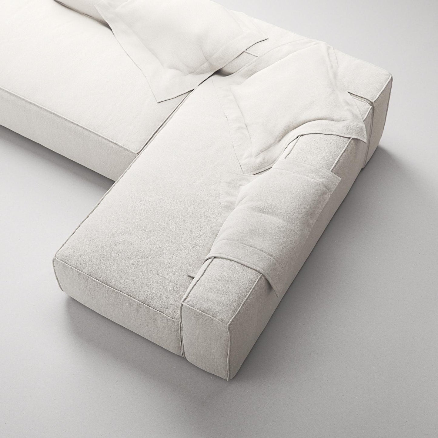 Decotique Grand 3-Seater Lounge Sofa Open End Left Steam/ White