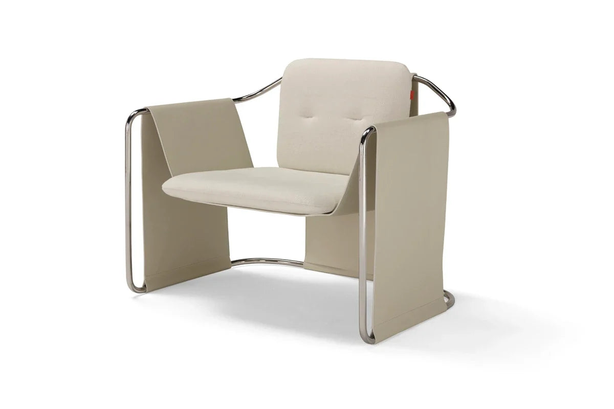 KIMONO - Leather and fabric armchair with armrests by Amura