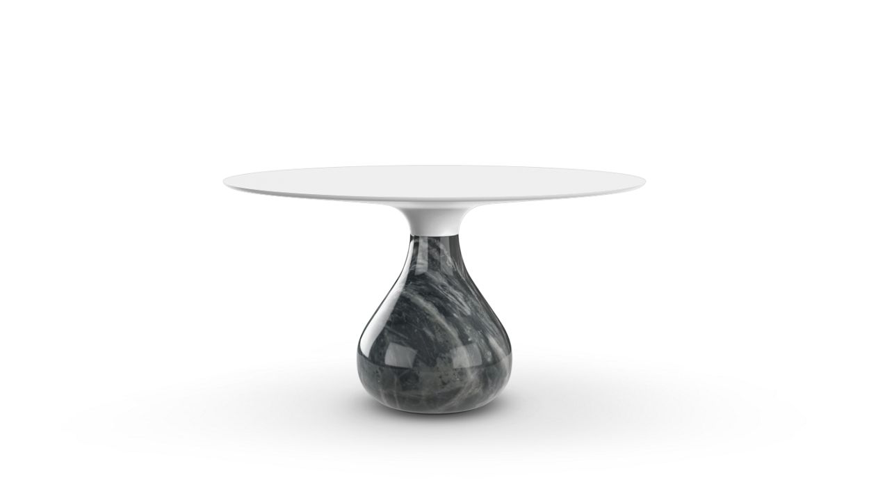 Aqua Round Dining Table by Roche Bobois #H. 75 x ∅. 138 cm/Fenix : Blanco/glossy bardiglio