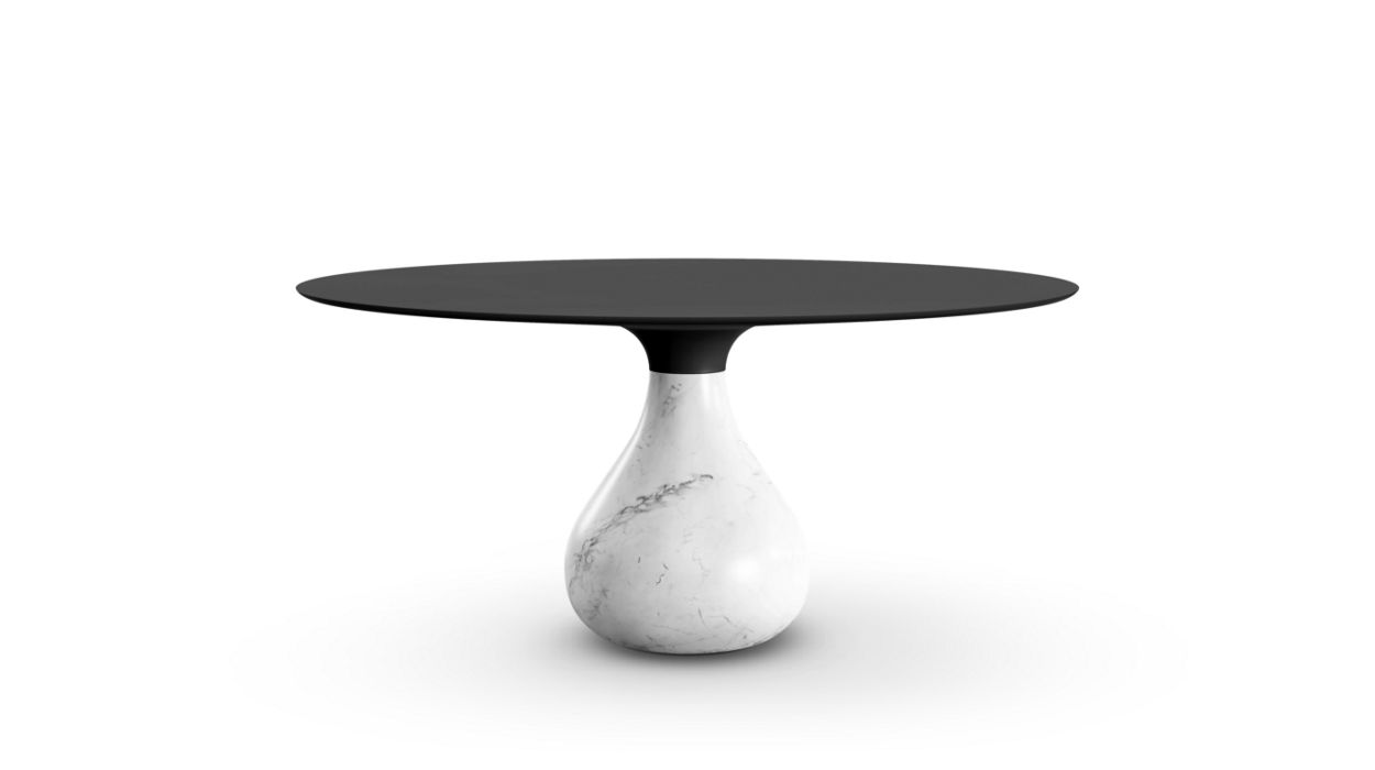 Aqua Round Dining Table by Roche Bobois #H. 75 x ∅. 158 cm/Fenix : Nero/matte carrare