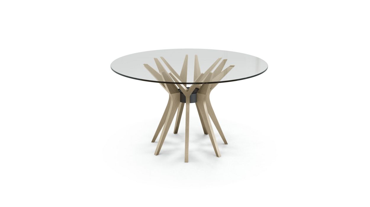 Aster Round Dining Table by Roche Bobois #ø130 / Ash wood : Massif Cendre grey