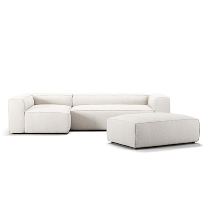 Decotique Grand 4-Seater Sofa Divan Open End With Footstool Left Steam/ White