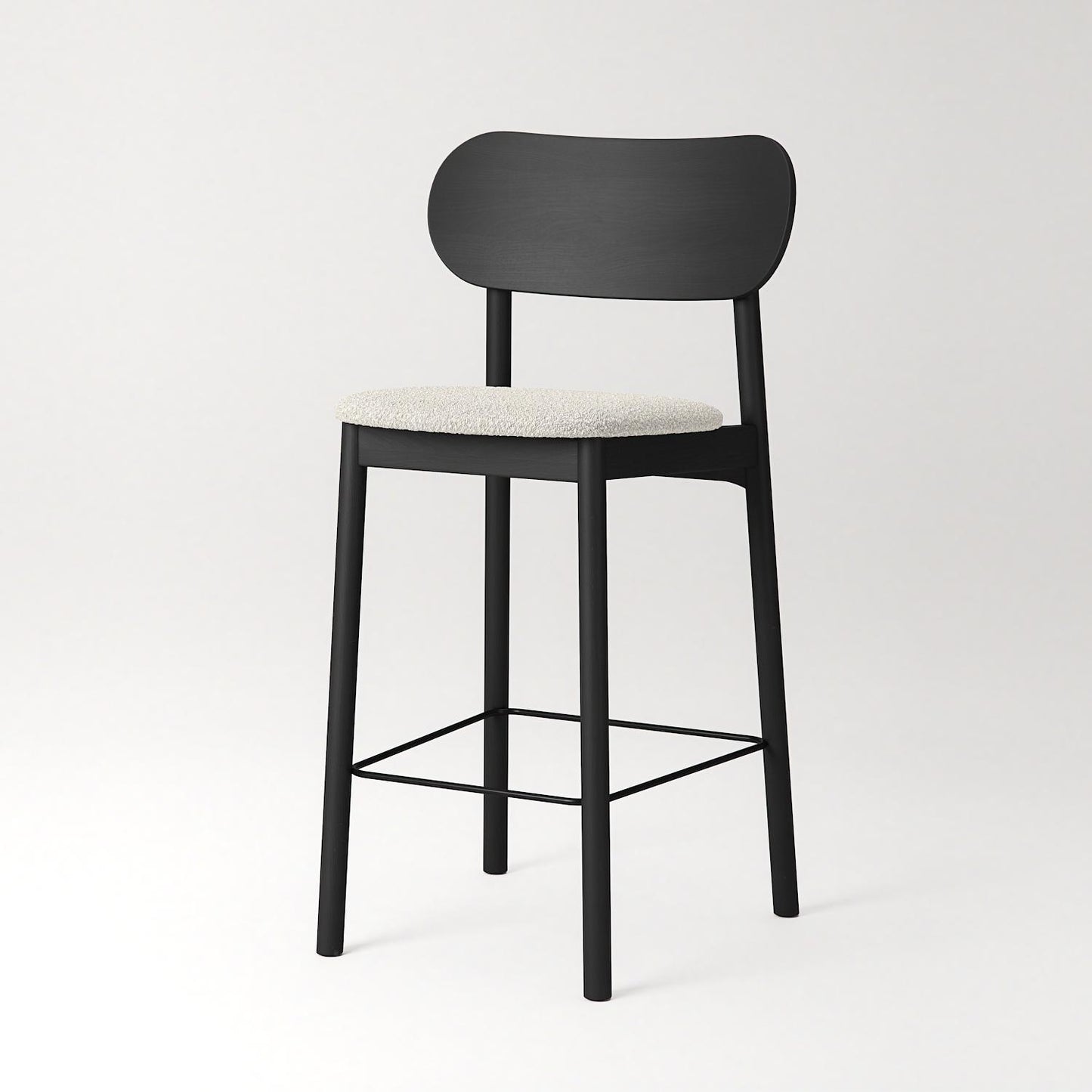 Decotique Elephant Bar Stool Black/White Bouclé