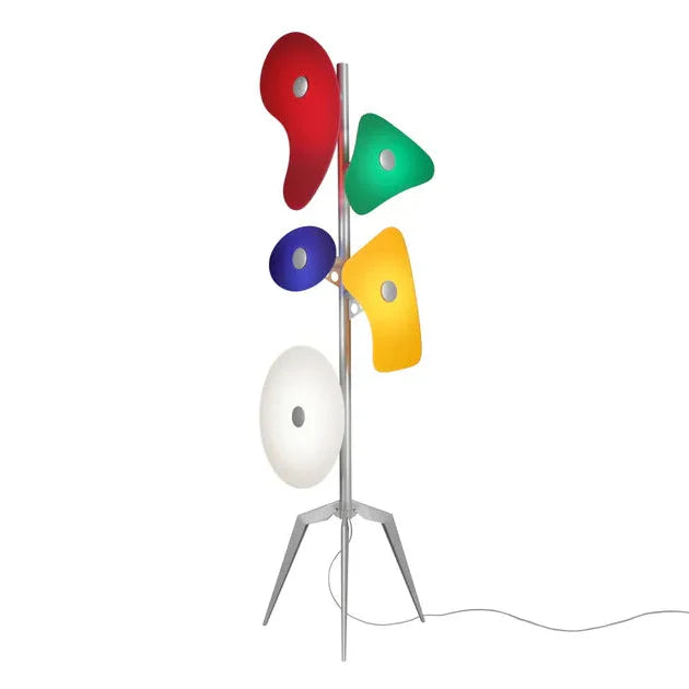 ORBITAL - Screen printed glass floor lamp with tripod