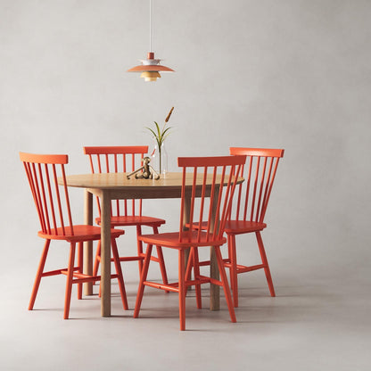 Department Wood Dining Table Set Oak/ Orange