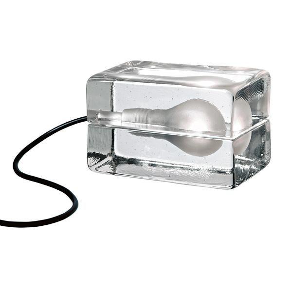 Design House Stockholm Block Lamp Table Lamp Clear Glass Black Cord