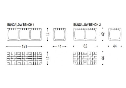 BUNGALOW - Teak garden bench with fabric seat (Dimensions - L.121 x P.44 x H.42) by Riva 1920