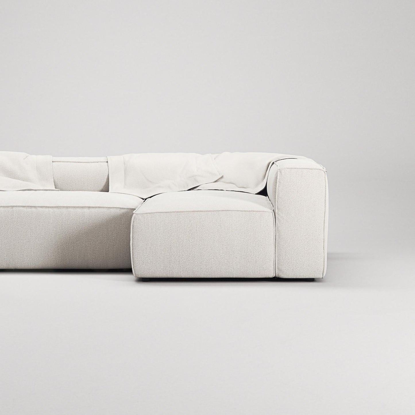 Decotique Grand 4-Seater Sofa Divan Open End With Footstool Right Steam/ White