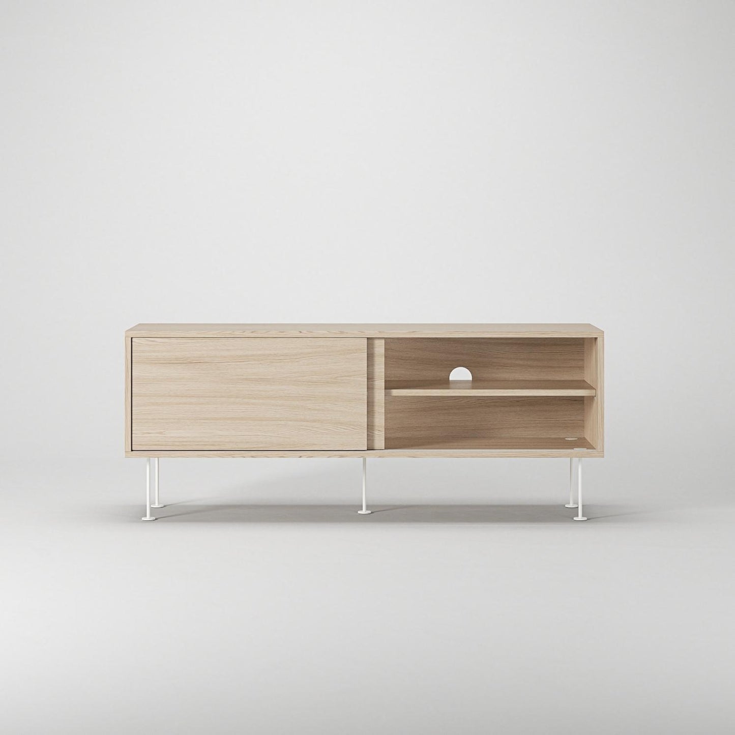 Decotique Vogue TV Bench With Legs 136 White Pigmented Oak/ White