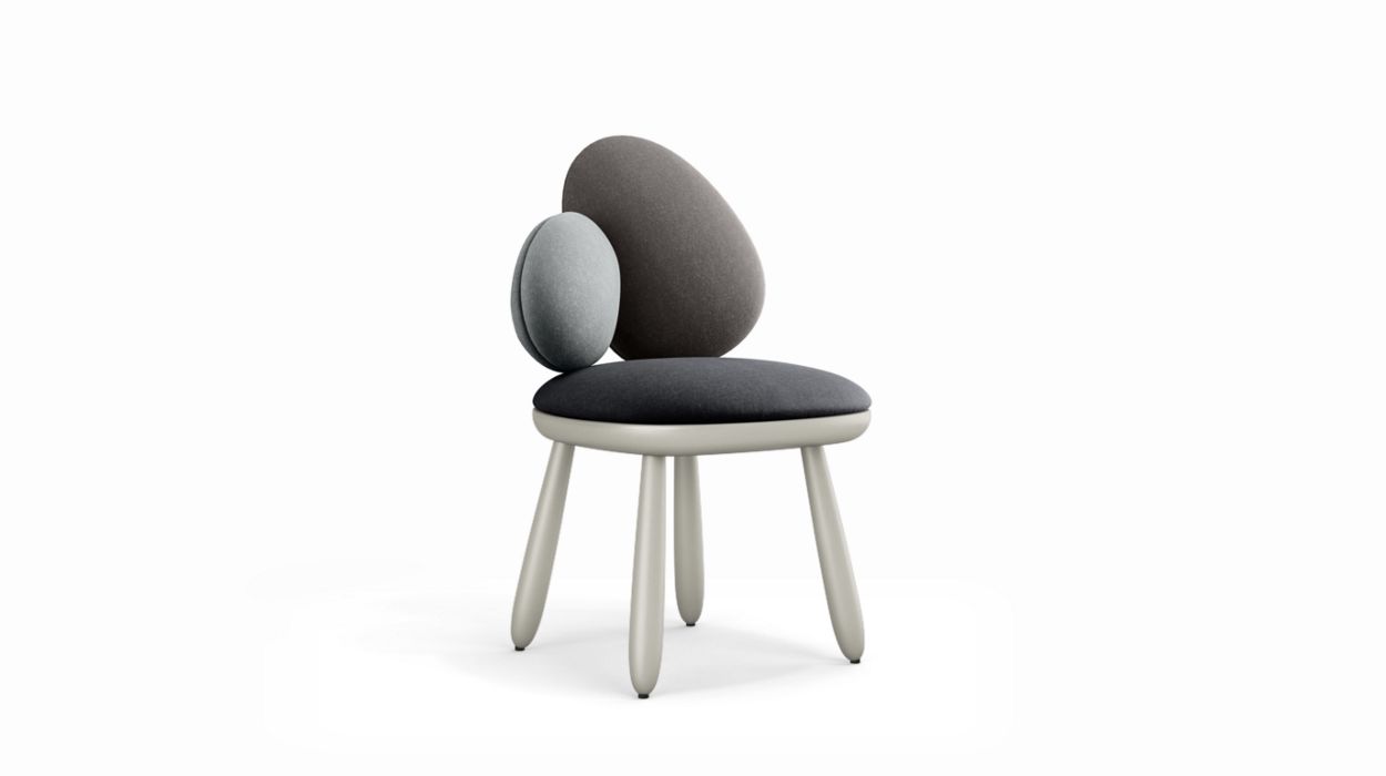 Cairn Chair by Roche Bobois #harmony 3 (grey) / Lacquer : Ecru