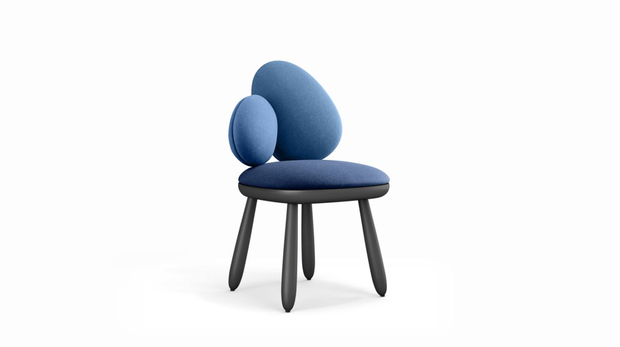 Cairn Chair by Roche Bobois #harmony 4 (blue) / Lacquer : Anthracite