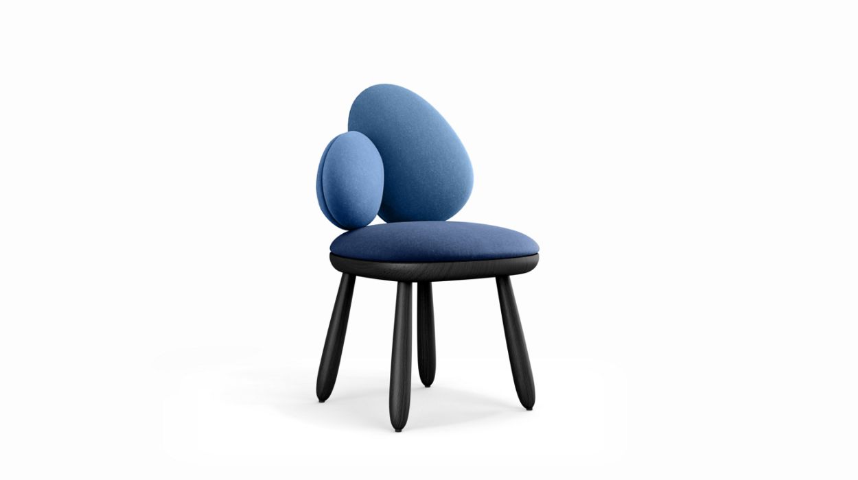 Cairn Chair by Roche Bobois #harmony 4 (blue) / Beech : Aniline black