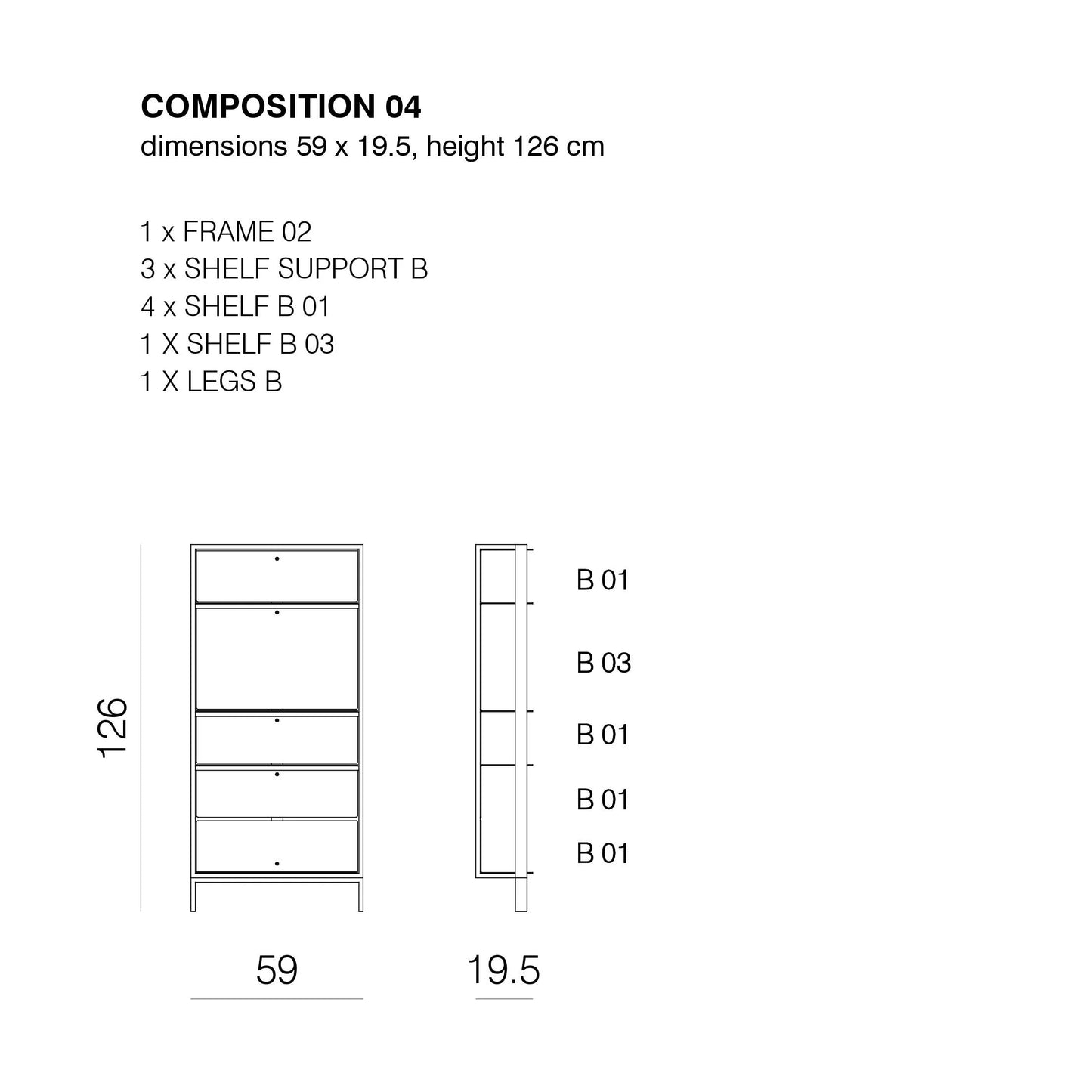 SHTEF - Freestanding aluminium bookcase
