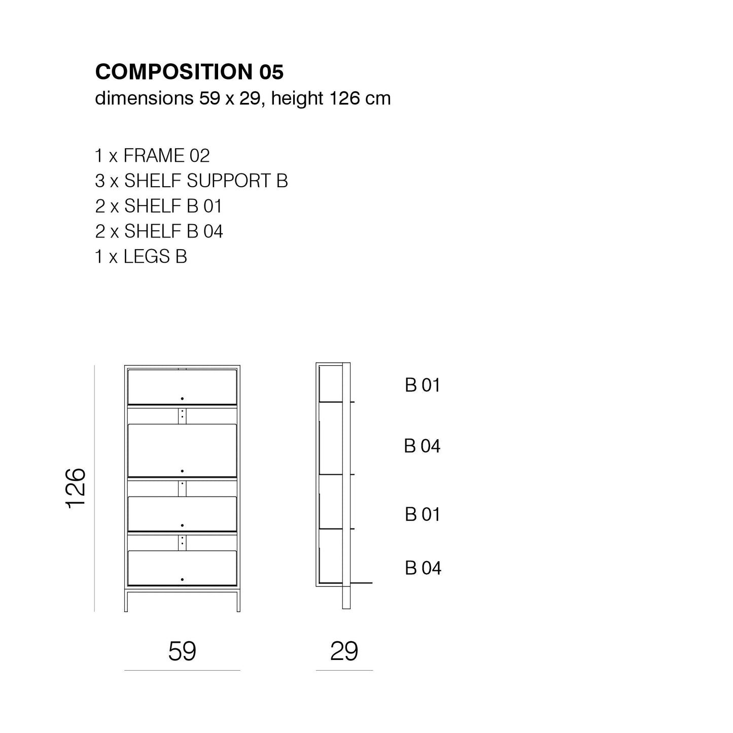 SHTEF - Freestanding aluminium bookcase
