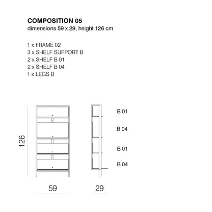 SHTEF - Freestanding aluminium bookcase