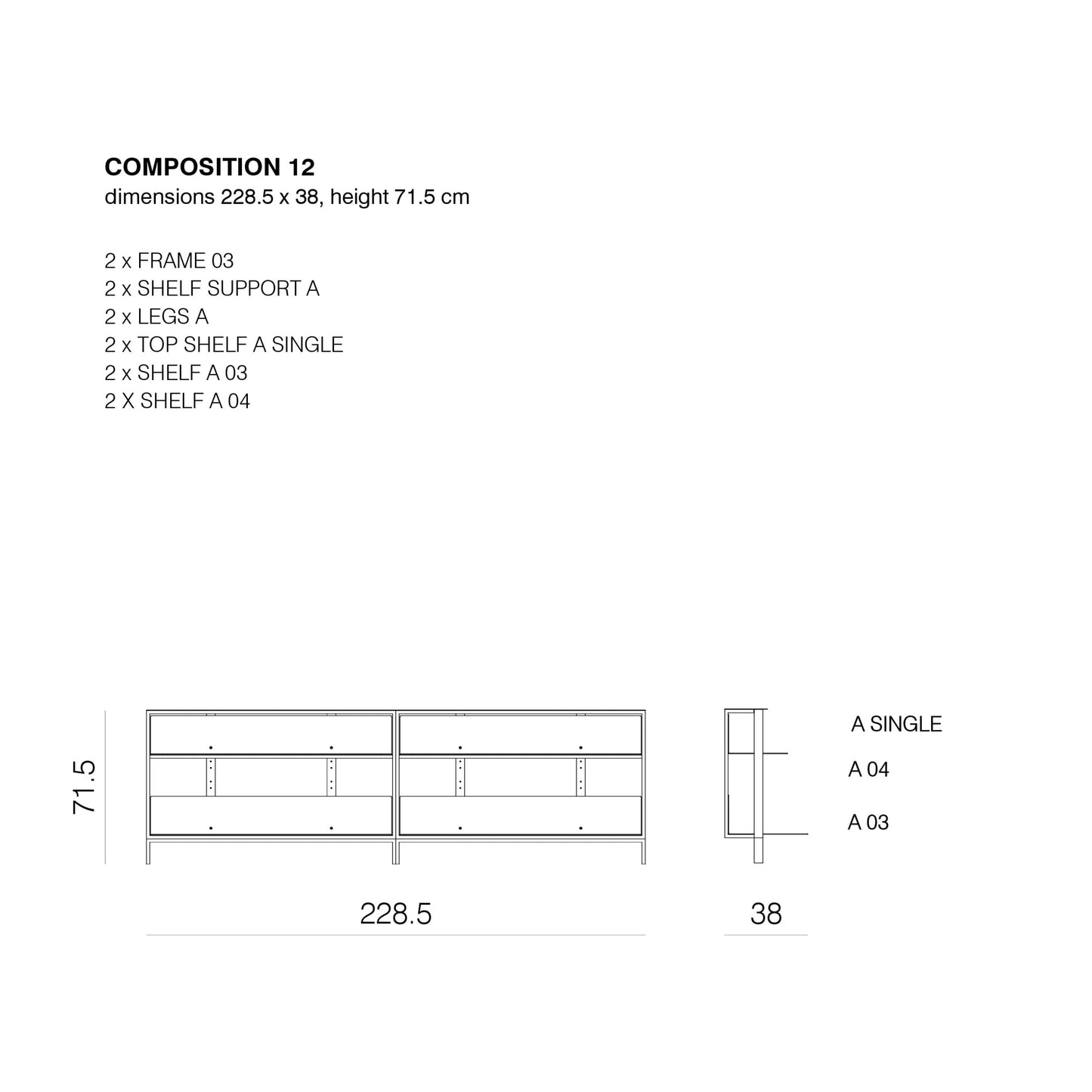 SHTEF - Freestanding aluminium bookcase