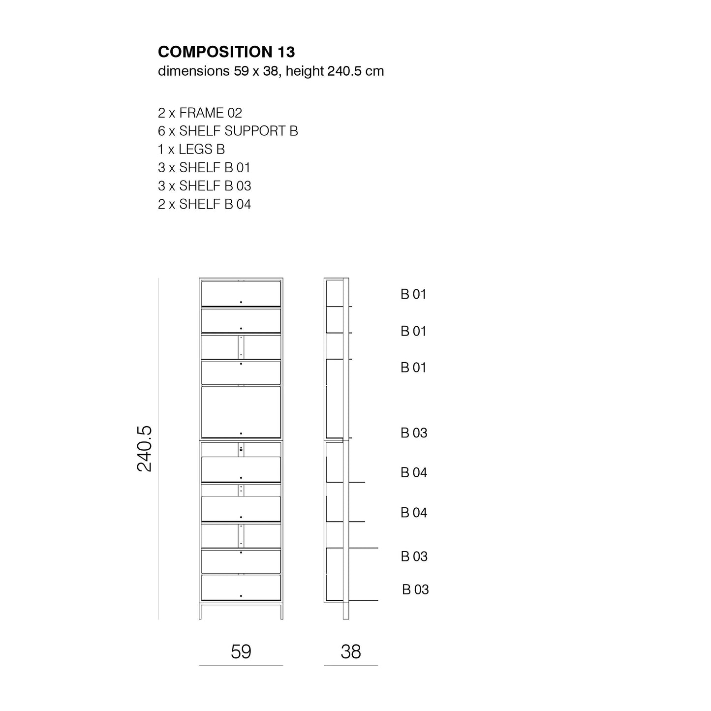 SHTEF - Freestanding aluminium bookcase