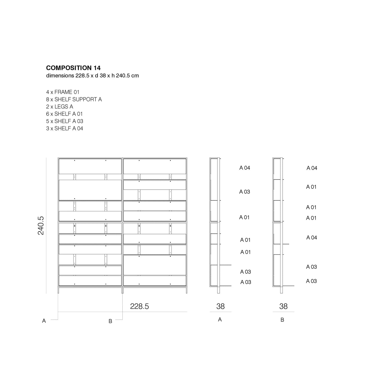 SHTEF - Freestanding aluminium bookcase
