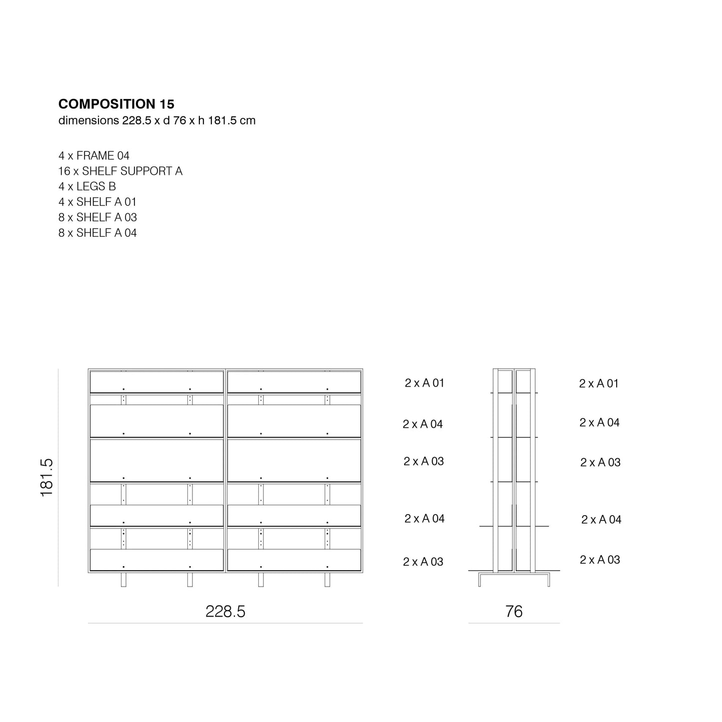 SHTEF - Freestanding aluminium bookcase