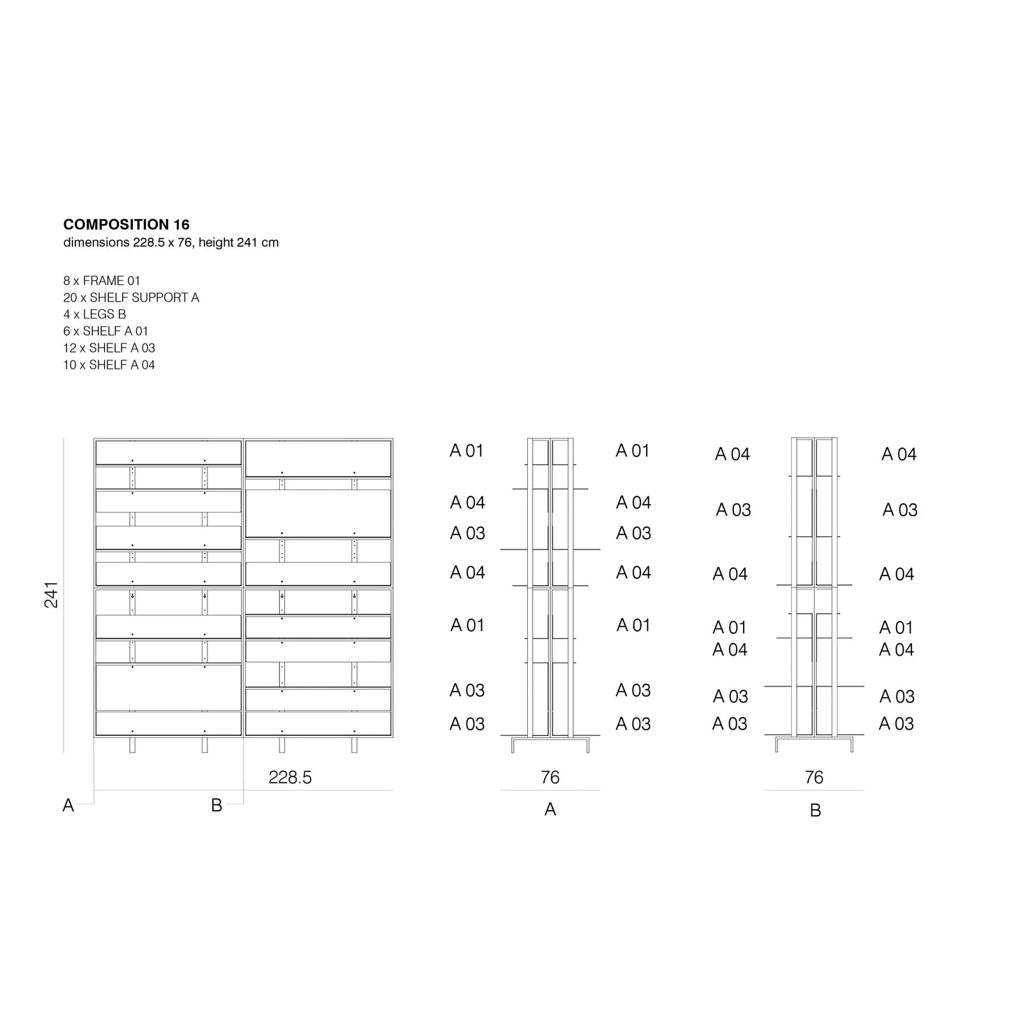 SHTEF - Freestanding aluminium bookcase