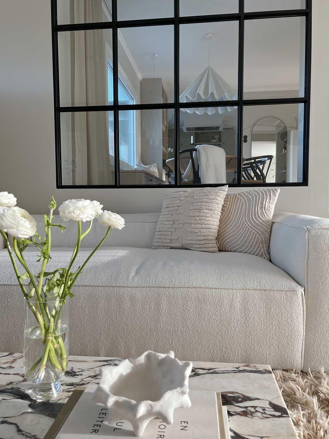 Decotique Grand 3-Seater Sofa Steam/White