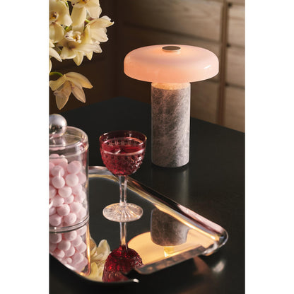 Design By Us Trip Portable Lamp Carrara Marble/Glossy Opal