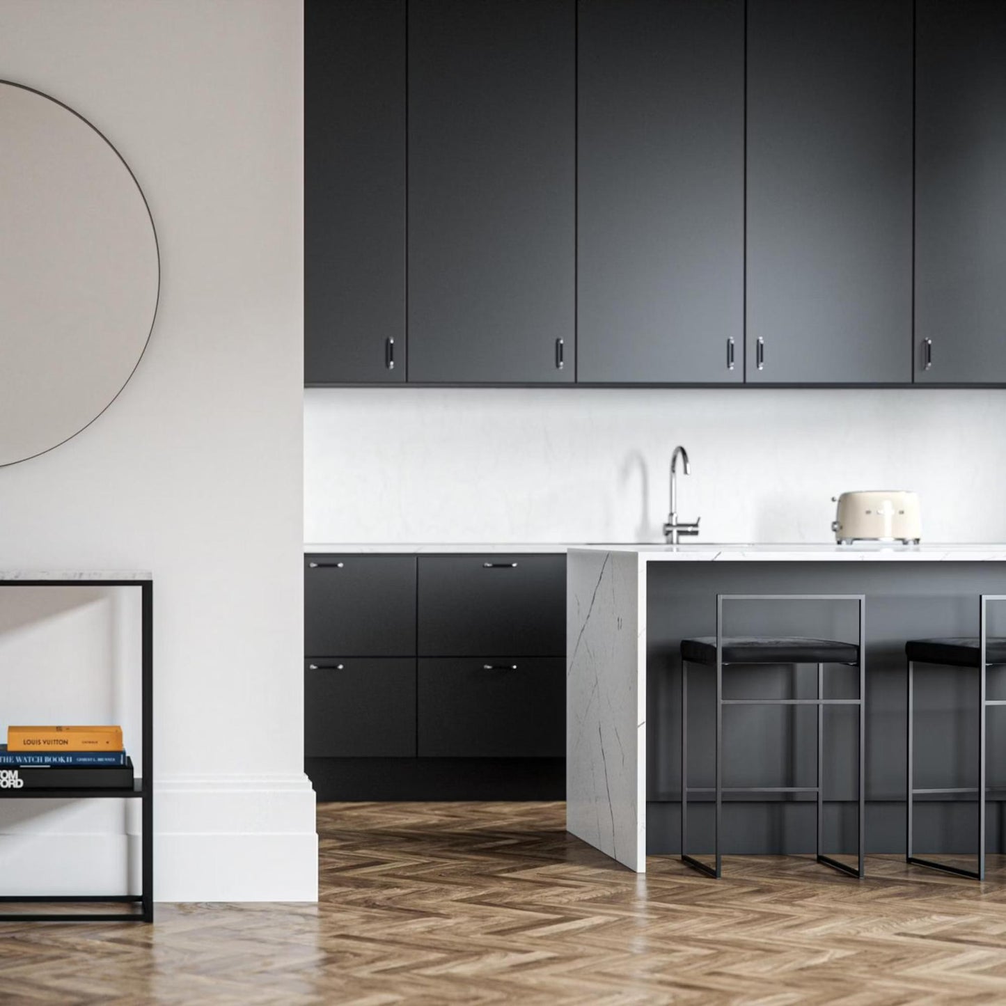 Department Bar Stool with Backrest 80 cm Black/Black Velvet
