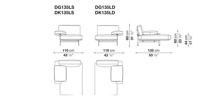 Diesis Chaise Longue (135cm) Dimensions