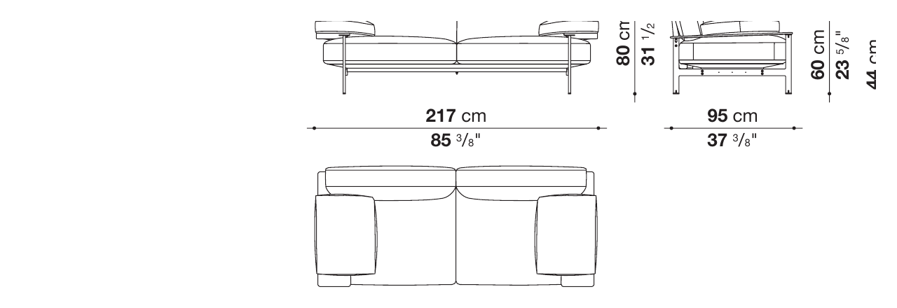 Diesis 2 Seater Sofa (217cm) Dimensions