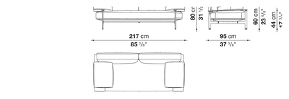 Diesis 2 Seater Sofa 1 Cushion (217cm) Dimensions