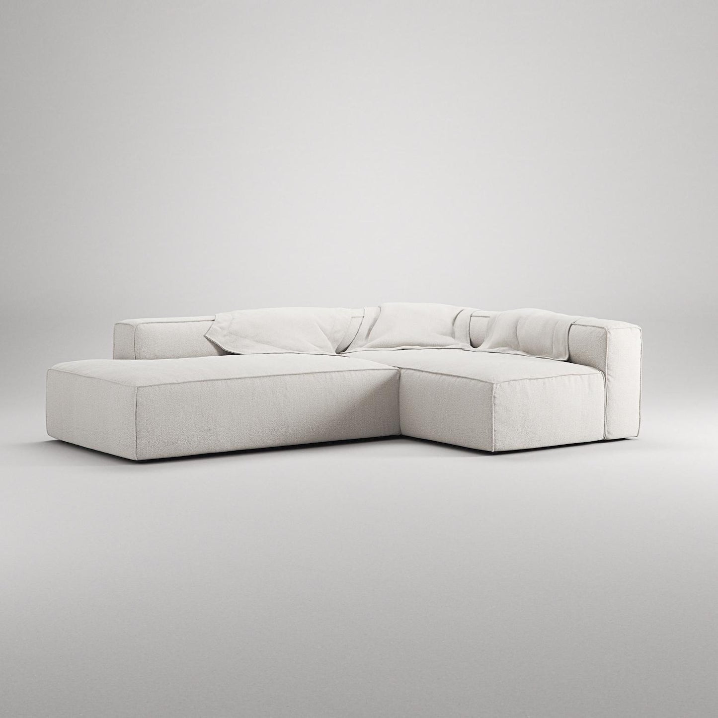 Decotique Grand 3-Seater Lounge Sofa Open End Left Steam/ White