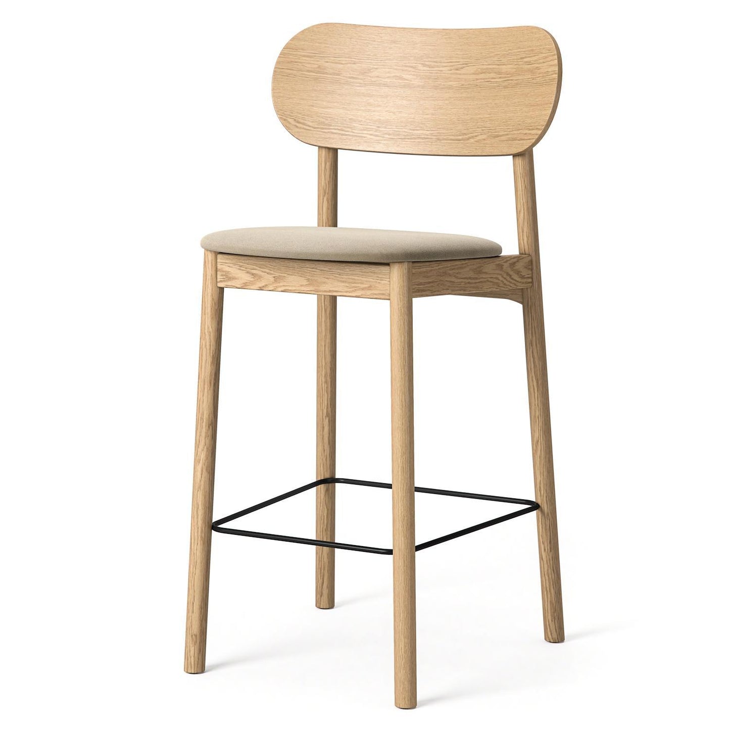 Decotique Elephant Bar Stool Natural Oak/Beige Velvet